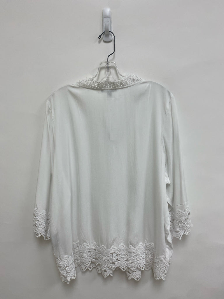 NWT Chelsea &amp; Theodore  SIZE  2X White Pleated Lace Plus Size Top