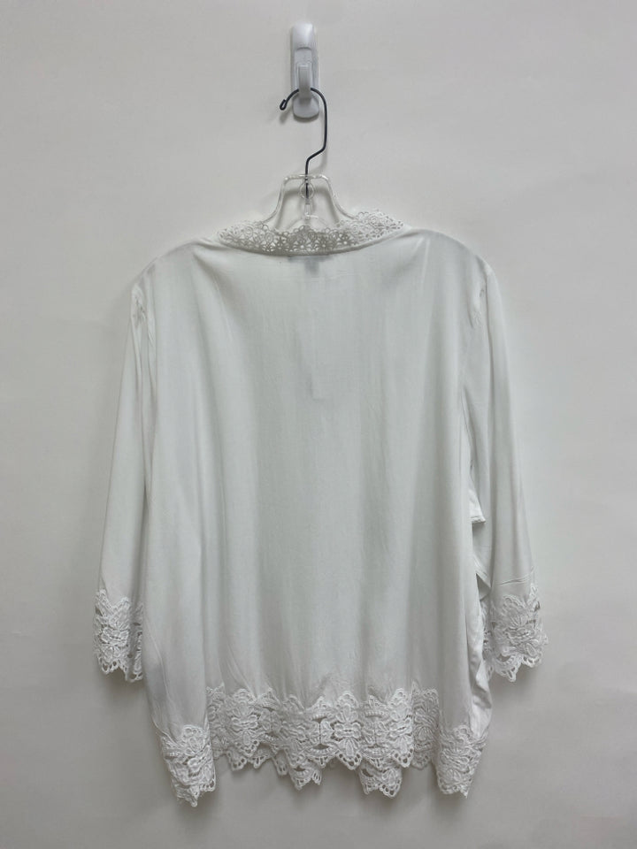 NWT Chelsea &amp; Theodore  SIZE  2X White Pleated Lace Plus Size Top