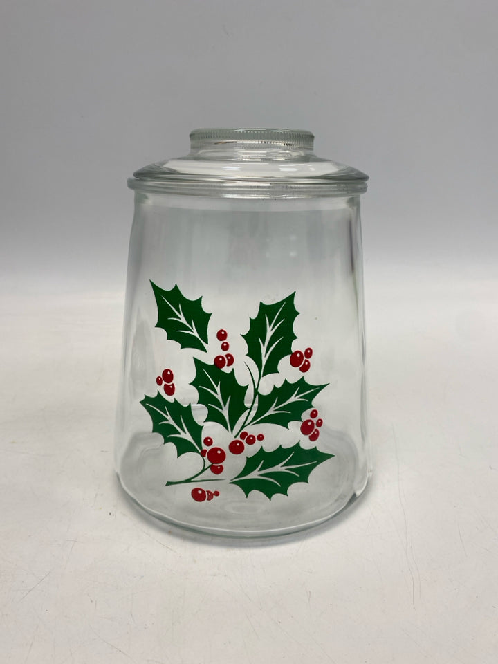 Clear Green/Red Holly Berries Glass Christmas