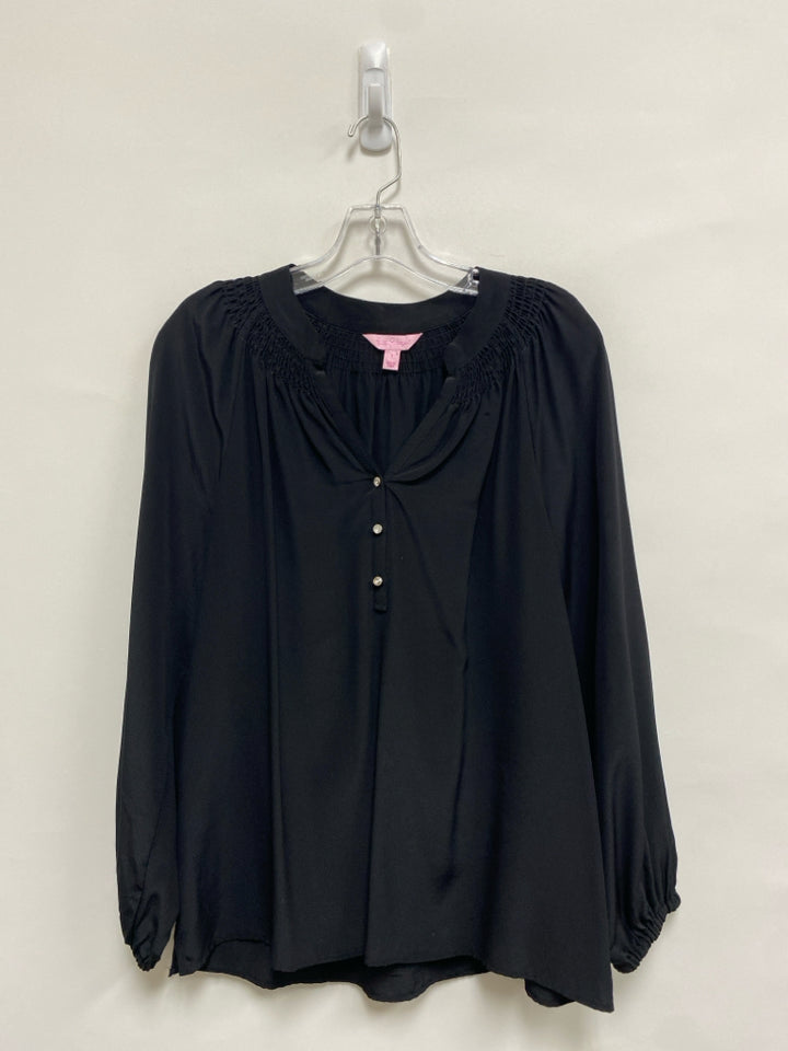 LILLY PULITZER Size S Black Long Sleeve Silk Ladies Top