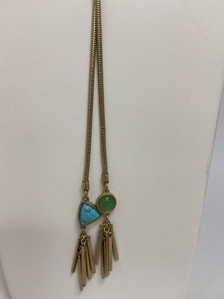 Kenneth Cole Gold Color Turquoise Shapes Necklace