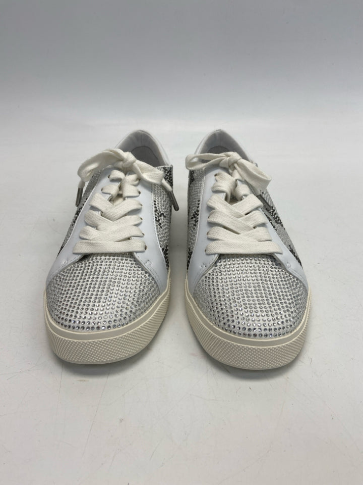 NWOT Katy Perry  Size 8 White Silver Rhinestone(s) Sneakers