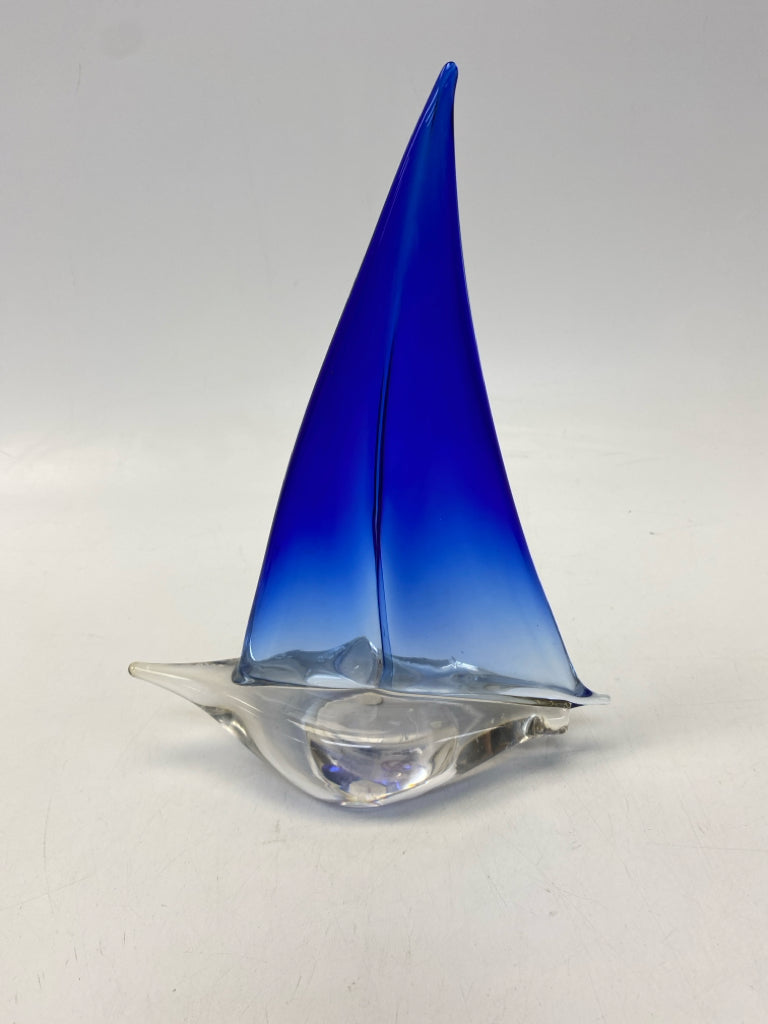 Murano Blue Clear Crystal Sculpture