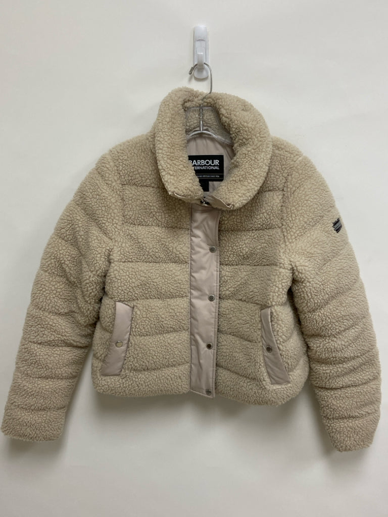 Barbour Size 6 Beige Button Up Sherpa Ladies Jacket