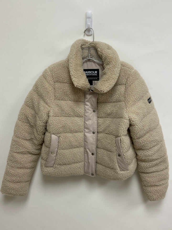 Barbour Size 6 Beige Button Up Sherpa Ladies Jacket