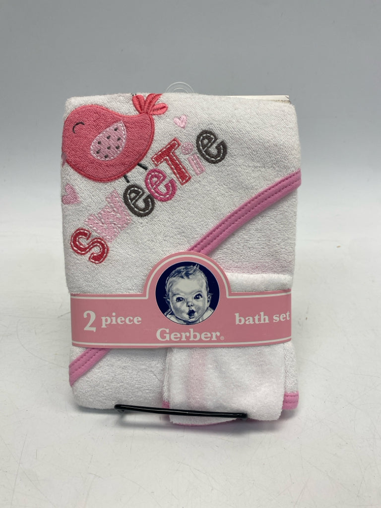 NEW Gerber White Pink Birds Misc. Baby Gift
