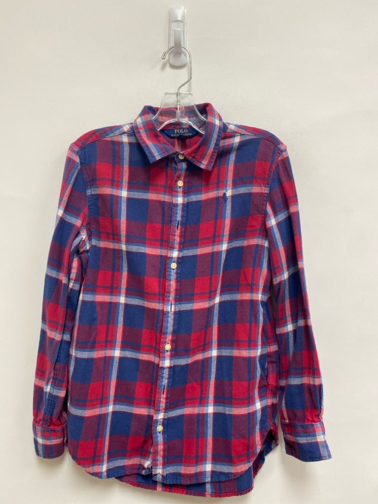 Polo SIZE 12 Red/Blue Cream Checkered Flannel Boy&
