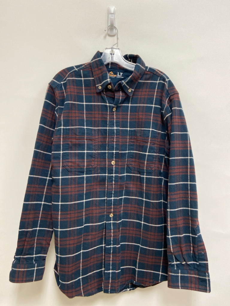 Size L Navy/Burgundy White Plaid Button Up Men&