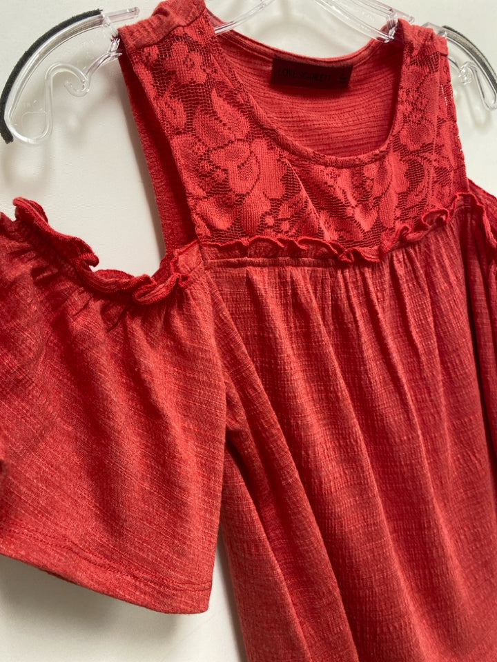 NWT Size M Red Texture Cold Shoulder Ladies Top