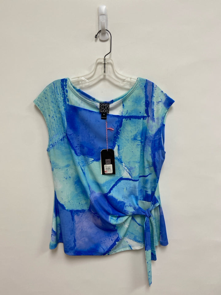NWT Clara Sun Woo Size M Aqua White/Blue Ladies Top