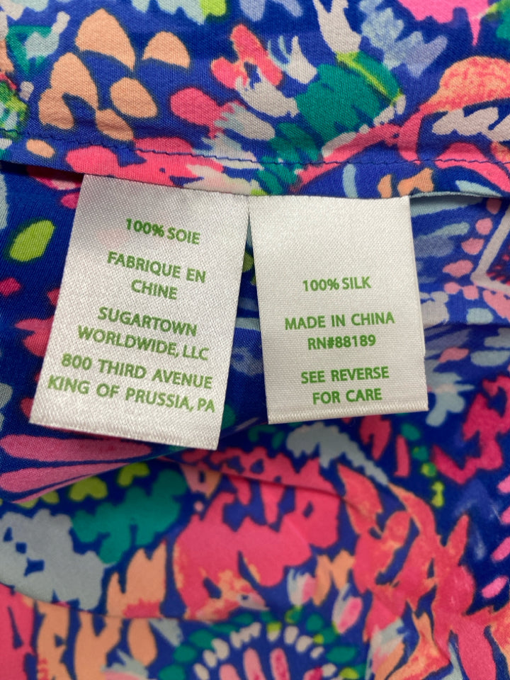 LILLY PULITZER Size M Blue Pink/Green Sleeveless Ladies Top