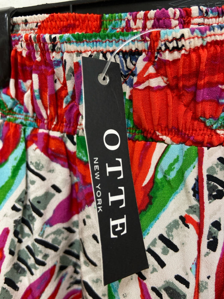 NWT Kenzo Paris Size 40 Cream/Red Green/Multi Floral Silk Ladies Pants