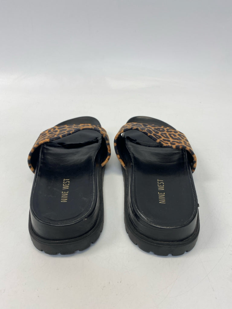Nine West  Size 8 Brown Black Animal Print Sandals