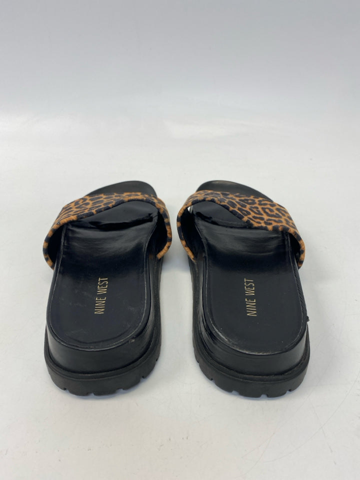Nine West  Size 8 Brown Black Animal Print Sandals