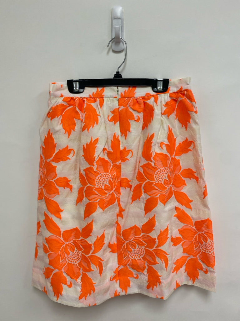 NWT J Crew Size 2 White Neon Orange Floral Ladies Skirt