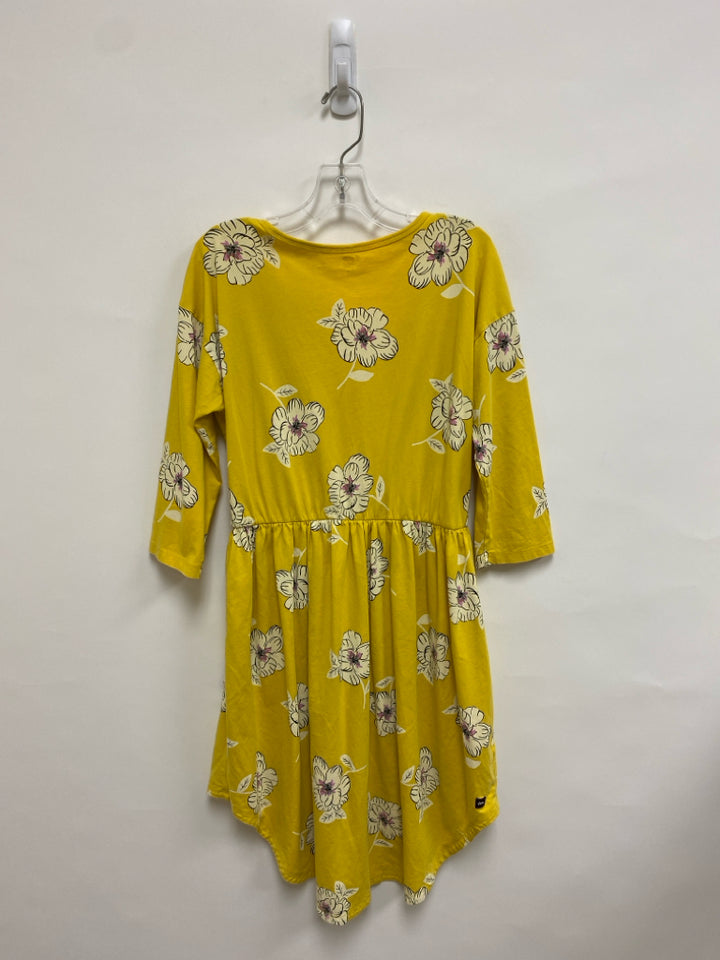 Tea SIZE 16 Mustard Cream Flowers 3/4 Sleeve Girl&