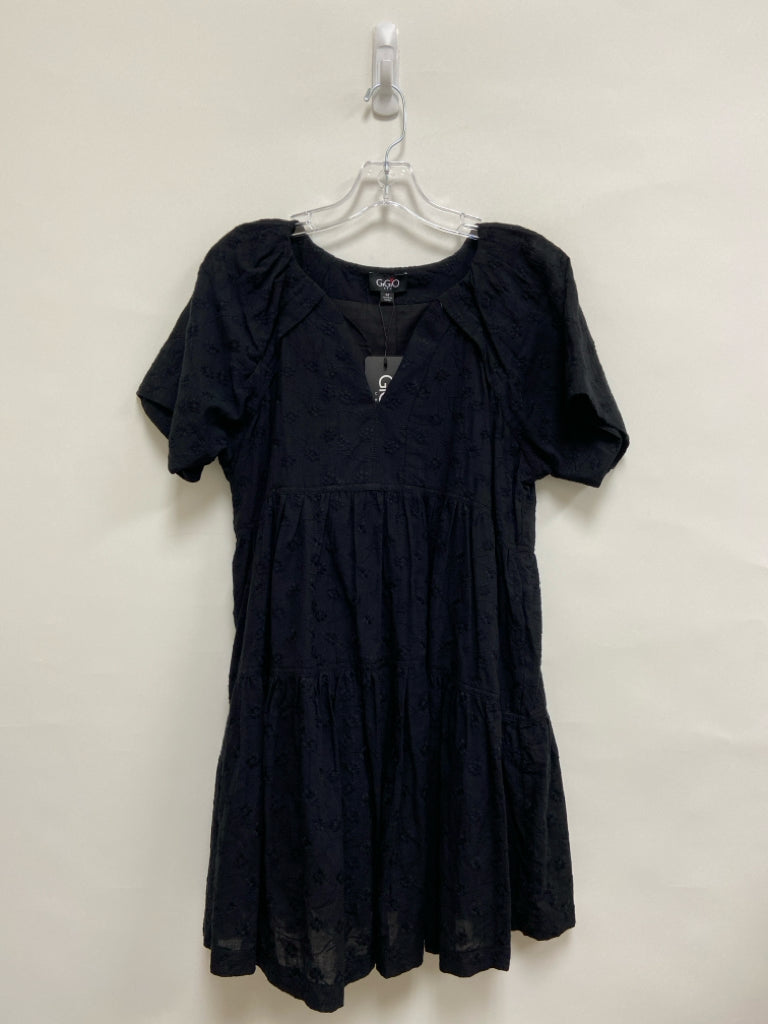 NWT GiGiO Size M Black Embroidered V Neck Ladies Dress