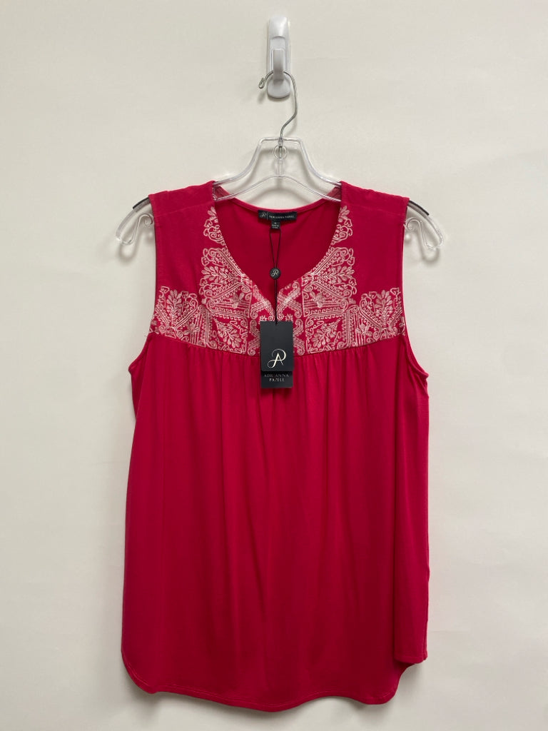 NWT Papell Size M Fuschia Silver Sleeveless Embroidered Ladies Top