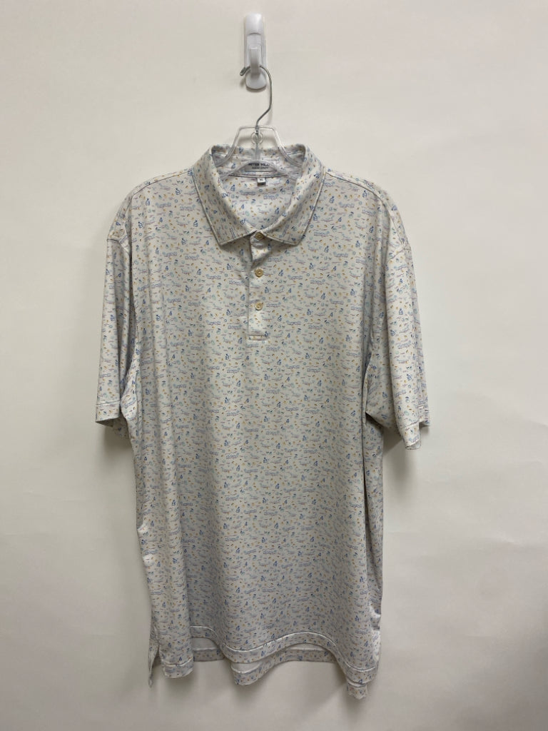 Peter Millar Size XL White Purple/Blue Drinks Polo Men&