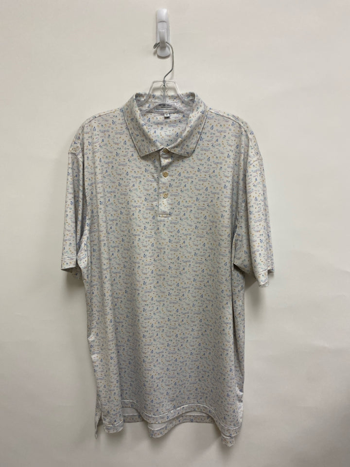 Peter Millar Size XL White Purple/Blue Drinks Polo Men&