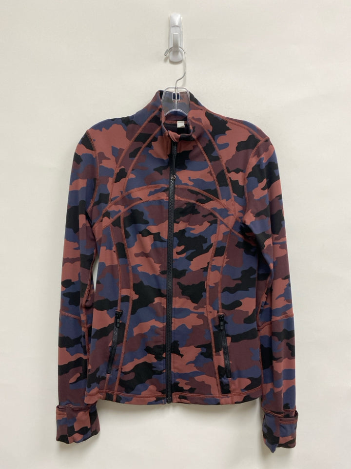 Lululemon Size 8 Burgundy/Black Blue Camouflage Zip Down Athletic Jacket