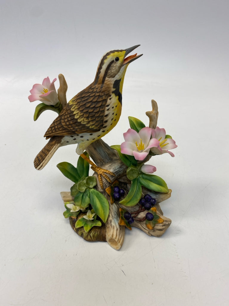 Andrea/Sadek Brown Pink/Yellow Flowers Figurine