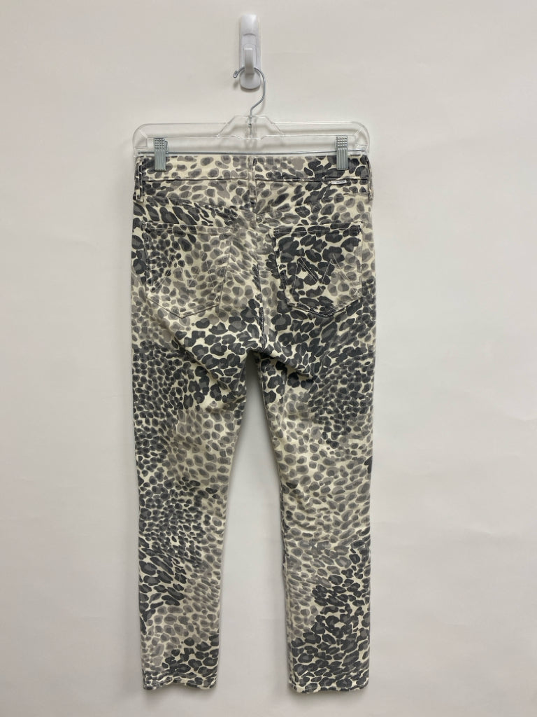 MOTHER Size 26 Cream Charcoal Animal Print Ladies Jeans