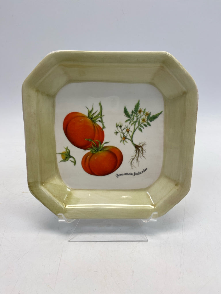 Cream White/Red Vegetables Ceramic Decorative Plate