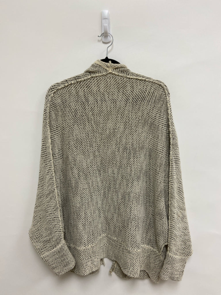 Free People Size L Cream Charcoal Woven Drape Ladies Sweater