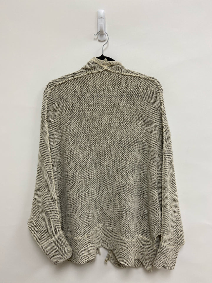 Free People Size L Cream Charcoal Woven Drape Ladies Sweater
