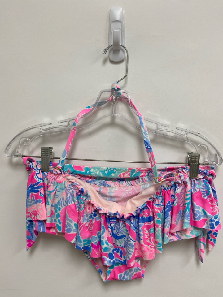 LILLY PULITZER Size 8 Pink Blue/White Halter Ladies Swimwear