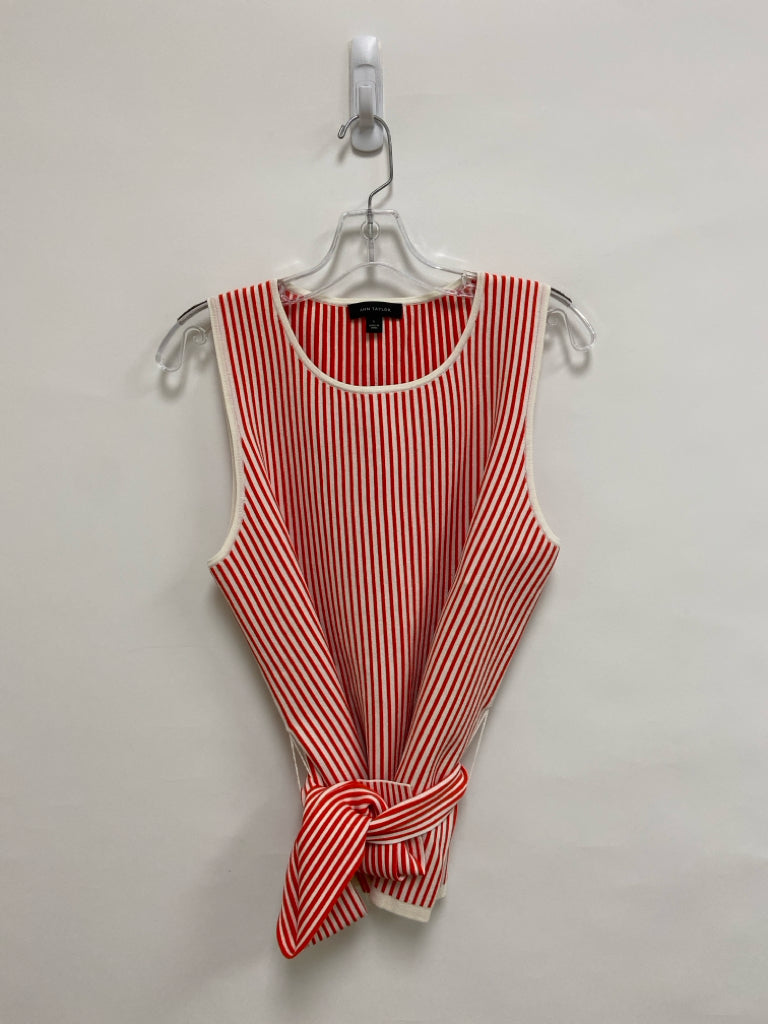 Ann Taylor Size L White/Orange Stripes Sleeveless Ladies Top