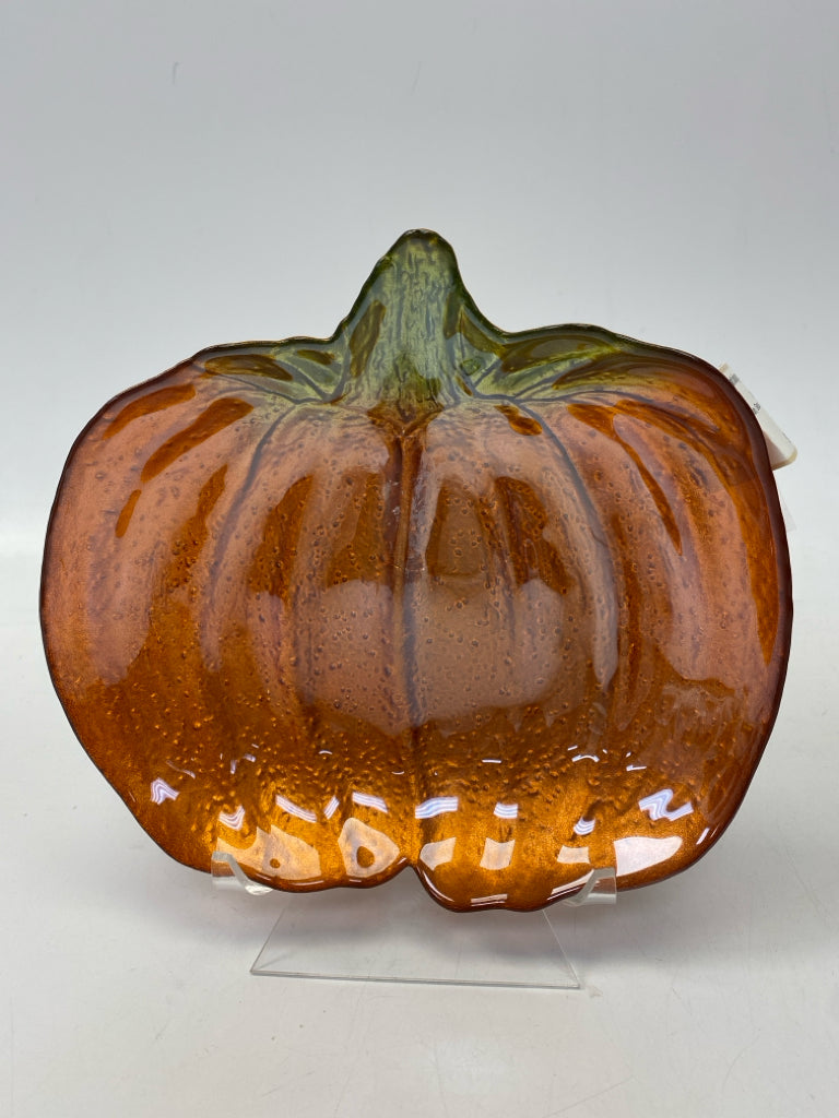 Orange Green Pumpkin Glass Fall