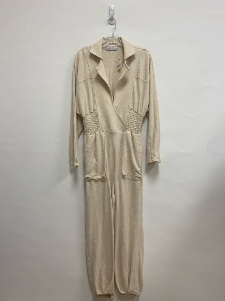 NWT Free People Size S Cream Texture V Neck Ladies Jumpsuit