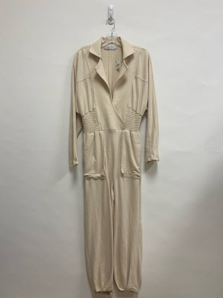 NWT Free People Size S Cream Texture V Neck Ladies Jumpsuit