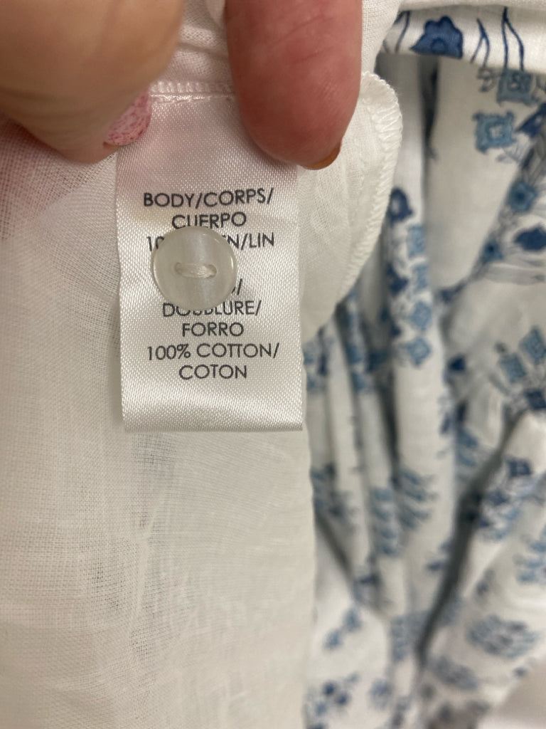 Size L White Blue Flowers Maxi Ladies Dress