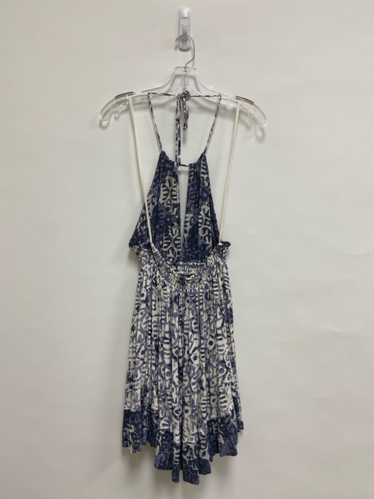 Free People Size M Navy/Blue White Abstract Halter Ladies Dress