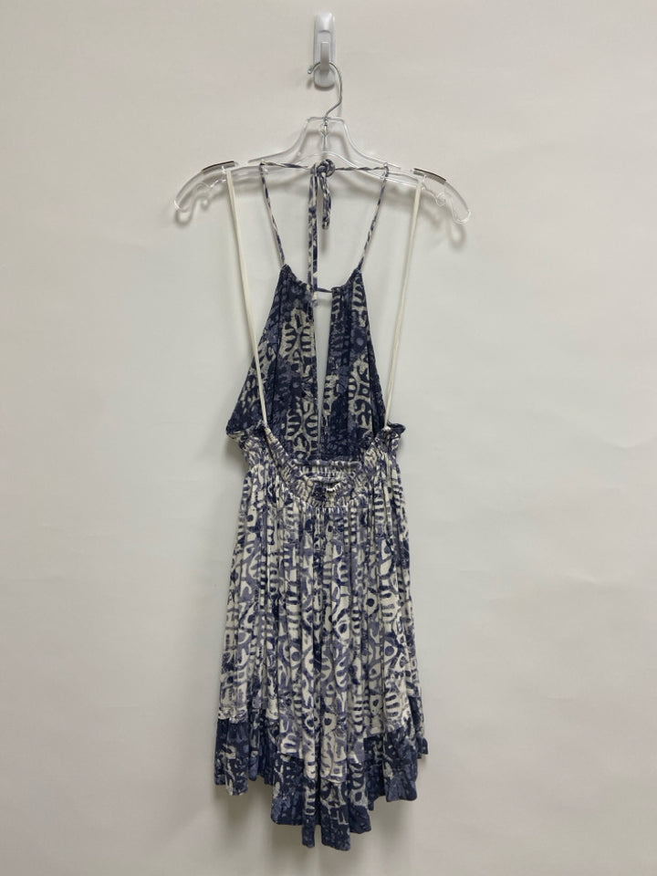 Free People Size M Navy/Blue White Abstract Halter Ladies Dress