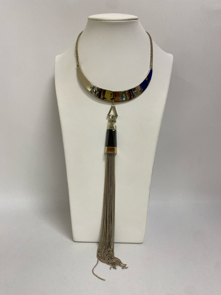 NWT Wht House/Blk Mkt Silver Color Black Chain Necklace
