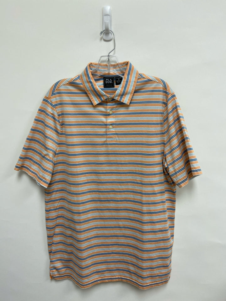 Jos. A Bank Size M Orange/Blue White Stripes Polo Men&