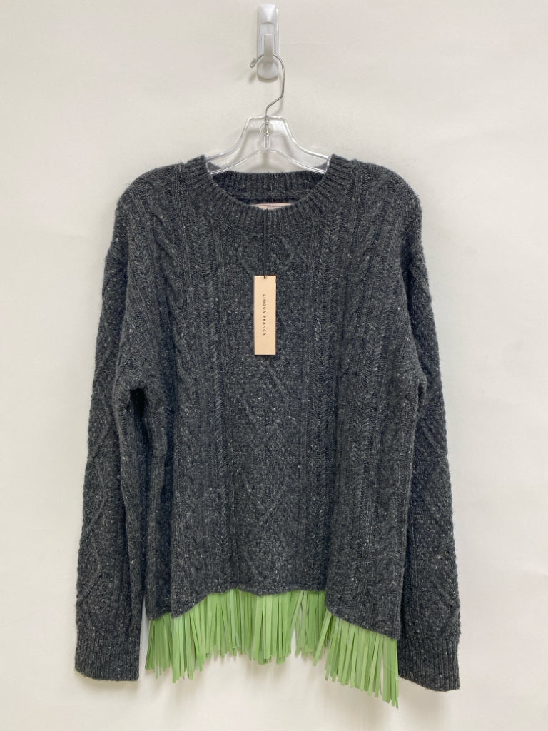 NWT LINGUA FRANCA Size XS Charcoal Cable Knit Wool Blend Ladies Sweater