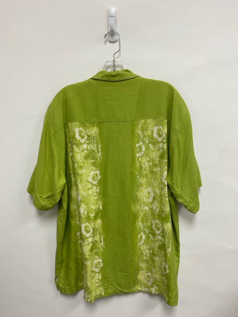 Tommy Bahama Size L Green White/Tan Tropical Button Up Men&