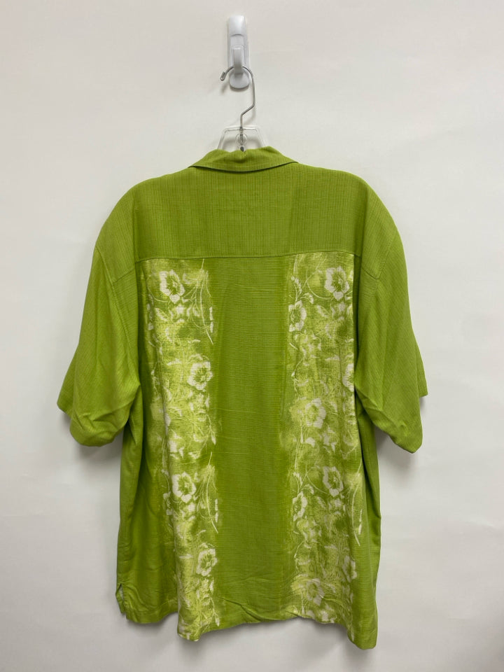 Tommy Bahama Size L Green White/Tan Tropical Button Up Men&