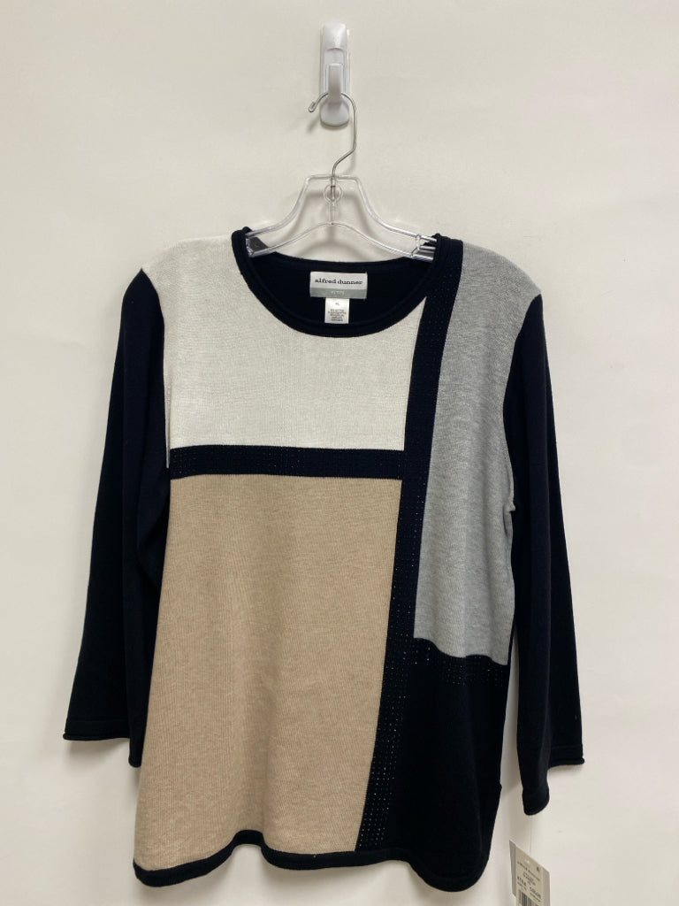 NWT Alfred Dunner Size LP Black/Gray Color Block Petite Sweater