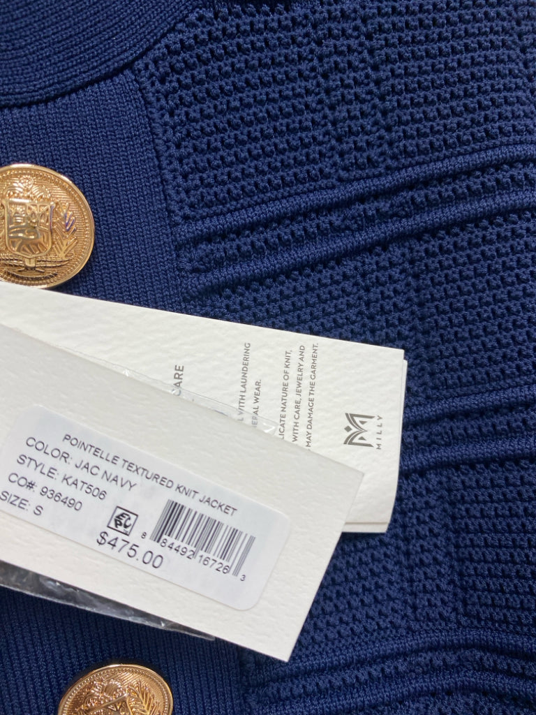 NWT MILLY Size S Navy Lines Button Up Ladies Jacket