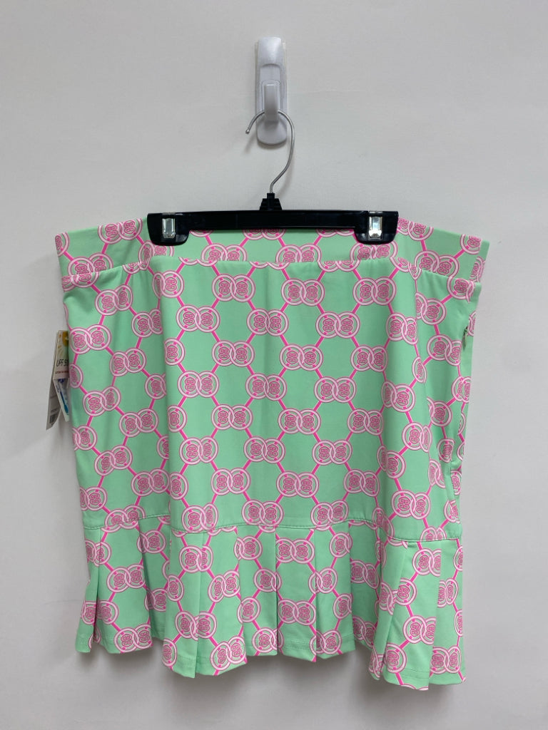NWT LuLu-B Size L Seafoam/White Neon Pnk Medallion Ladies Skort