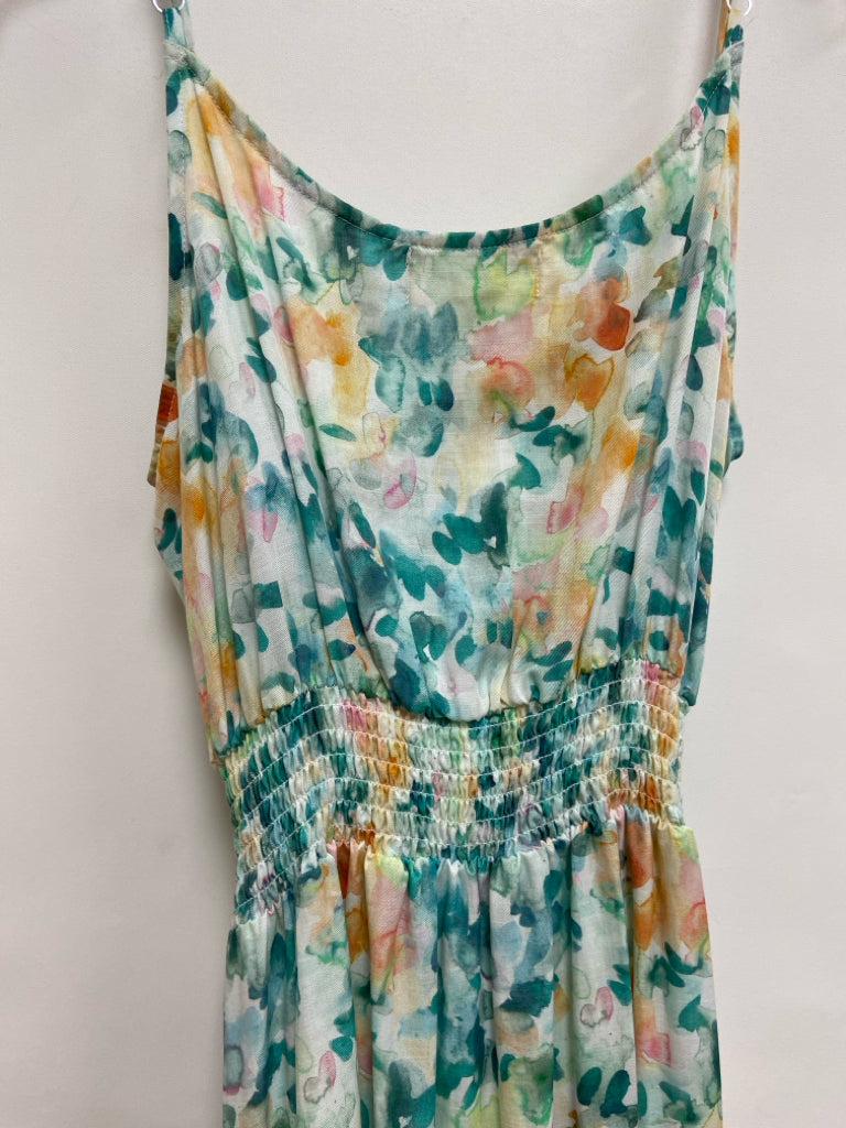 Cloth &amp; Stone Size XS White/Peach Teal Blue Sleeveless Ladies Dress
