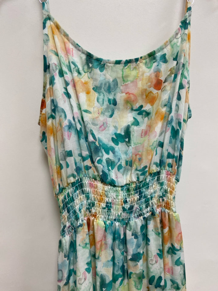 Cloth &amp; Stone Size XS White/Peach Teal Blue Sleeveless Ladies Dress