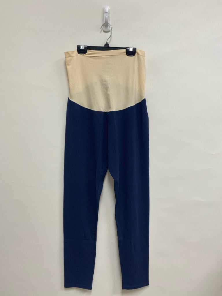 Size L Cream Navy Maternity Leggings