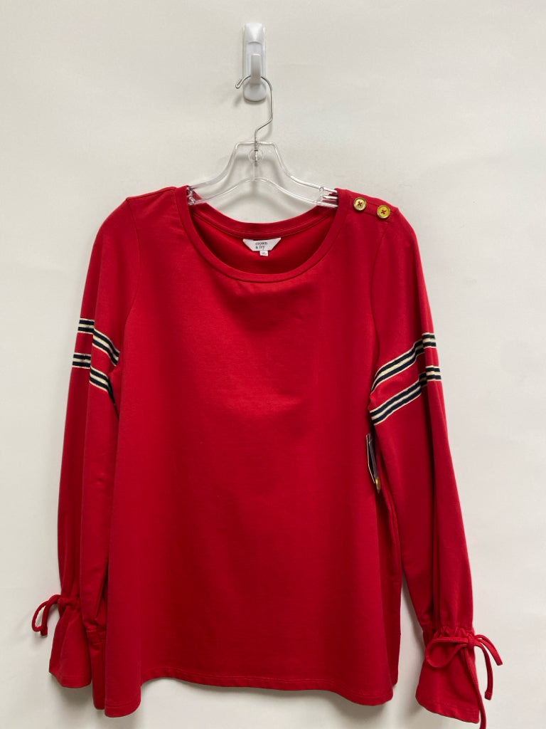 NWT Crown &amp; Ivy Size M Red Navy/White Ladies Top